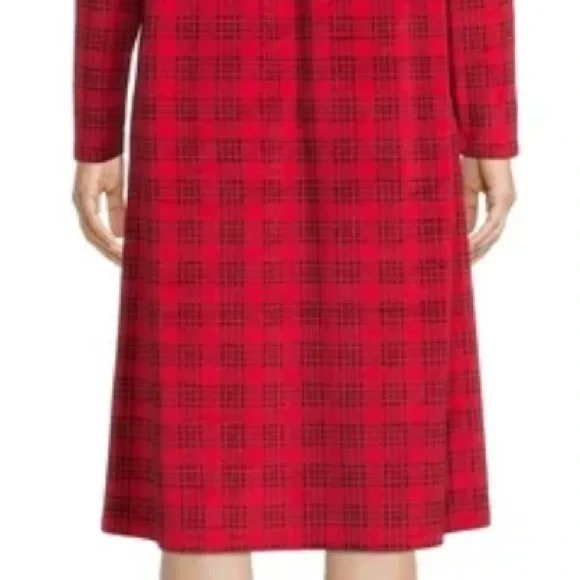 XL Aria Women's and Women's Plus Size Long Sleeve Ballet Velour Nightgown - Picture 3 of 3